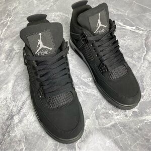 Men's All-black Classic Mid-top Sneakers Shoes -Jordan 4 Retro Black Cat 2020